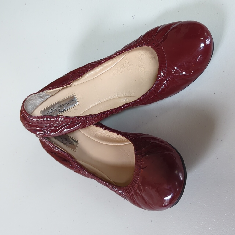 Halogen, burgundy/ maroon patent leather ballet flats. 9